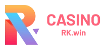 RK娛樂城官方 Logo，字樣為 R Casino RK.win，粉橘漸層風格。